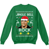 Jingle Bell Rock | The Rock Santa Hat | Ugly Christmas Sweater [Unisex Crewneck Sweatshirt]-Crewneck Sweater (Unisex)-Green-Small-Over The Boardwalk Shirts