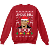 Jingle Bell Rock | The Rock Santa Hat | Ugly Christmas Sweater [Unisex Crewneck Sweatshirt]-Crewneck Sweater (Unisex)-Red-Small-Over The Boardwalk Shirts
