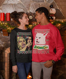 Woman Yelling at Cat MEME | Ugly Christmas Sweater [Unisex Crewneck Sweatshirt]