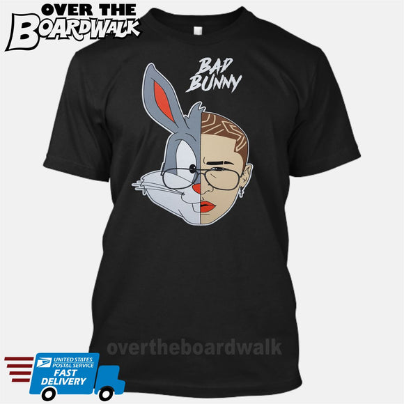 Bad Bunny / Bugs Art ADULT SIZES [Funny Latin Music T-shirt or Tank Top]-T-Shirt-Black-Small-Over The Boardwalk Shirts