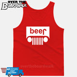 Beer White Grilles | Jeep Parody Alcohol Humour | Men's Drinking [T-shirt/Tank Top]-Tank Top (men's cut)-Red-Small-Over The Boardwalk Shirts