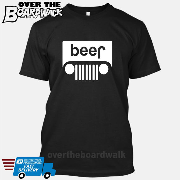 Beer White Grilles | Jeep Parody Alcohol Humour | Men's Drinking [T-shirt/Tank Top]-T-Shirt-Black-Small-Over The Boardwalk Shirts