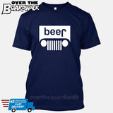 Beer White Grilles | Jeep Parody Alcohol Humour | Men's Drinking [T-shirt/Tank Top]-T-Shirt-Navy-Small-Over The Boardwalk Shirts