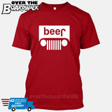 Beer White Grilles | Jeep Parody Alcohol Humour | Men's Drinking [T-shirt/Tank Top]-T-Shirt-Red-Small-Over The Boardwalk Shirts