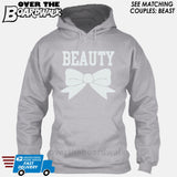 Beauty and Beast - "Beauty" [T-shirt/Hoodie]-Hoodie-Heather Grey-Over The Boardwalk Shirts