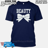Beauty and Beast - "Beauty" [T-shirt/Hoodie]-T-Shirt-Navy-Over The Boardwalk Shirts