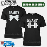Beauty and Beast COMBO - Matching His and Her Couples Love Relationship [T-shirts]-T-Shirts-Black-Him (Small) - Her (Small)-Over The Boardwalk Shirts
