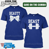 Beauty and Beast COMBO - Matching His and Her Couples Love Relationship [T-shirts]-T-Shirts-Royal Blue-Him (Small) - Her (Small)-Over The Boardwalk Shirts