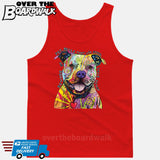 Beware of Pit bulls They Will Steal Your Heart - DEAN RUSSO LICENSED [T-shirt/Tank Top]-Tank Top (men's cut)-Red-Small-Over The Boardwalk Shirts