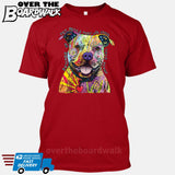 Beware of Pit bulls They Will Steal Your Heart - DEAN RUSSO LICENSED [T-shirt/Tank Top]-T-Shirt-Red-Small-Over The Boardwalk Shirts