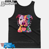 Pit bull Art (Colorful with stars) - DEAN RUSSO LICENSED [T-shirt/Tank Top]-Tank Top (men's cut)-Black-Small-Over The Boardwalk Shirts