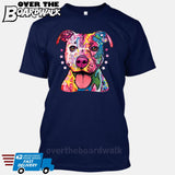 Pit bull Art (Colorful with stars) - DEAN RUSSO LICENSED [T-shirt/Tank Top]-T-Shirt-Navy-Small-Over The Boardwalk Shirts
