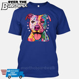 Pit bull Art (Colorful with stars) - DEAN RUSSO LICENSED [T-shirt/Tank Top]-T-Shirt-Royal Blue-Small-Over The Boardwalk Shirts