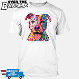 Pit bull Art (Colorful with stars) - DEAN RUSSO LICENSED [T-shirt/Tank Top]-T-Shirt-White-Small-Over The Boardwalk Shirts