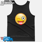 Winking Face With Stuck-Out Tongue Emoji [T-shirt/Tank Top]-Tank Top (men's cut)-Black-Small-Over The Boardwalk Shirts