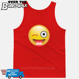 Winking Face With Stuck-Out Tongue Emoji [T-shirt/Tank Top]-Tank Top (men's cut)-Red-Small-Over The Boardwalk Shirts