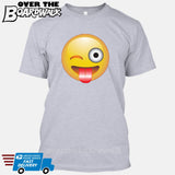 Winking Face With Stuck-Out Tongue Emoji [T-shirt/Tank Top]-T-Shirt-Heather Grey-Small-Over The Boardwalk Shirts