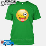 Winking Face With Stuck-Out Tongue Emoji [T-shirt/Tank Top]-T-Shirt-Kelly Green-Small-Over The Boardwalk Shirts