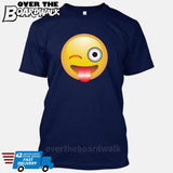 Winking Face With Stuck-Out Tongue Emoji [T-shirt/Tank Top]-T-Shirt-Navy-Small-Over The Boardwalk Shirts
