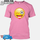 Winking Face With Stuck-Out Tongue Emoji [T-shirt/Tank Top]-T-Shirt-Pink-Small-Over The Boardwalk Shirts