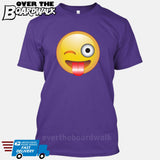 Winking Face With Stuck-Out Tongue Emoji [T-shirt/Tank Top]-T-Shirt-Purple-Small-Over The Boardwalk Shirts