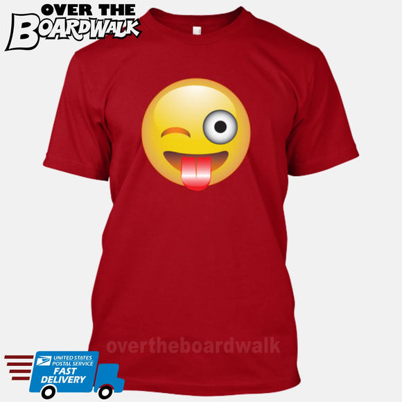 Winking Face With Stuck-Out Tongue Emoji [T-shirt/Tank Top]-T-Shirt-Red-Small-Over The Boardwalk Shirts