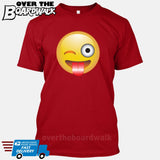 Winking Face With Stuck-Out Tongue Emoji [T-shirt/Tank Top]-T-Shirt-Red-Small-Over The Boardwalk Shirts