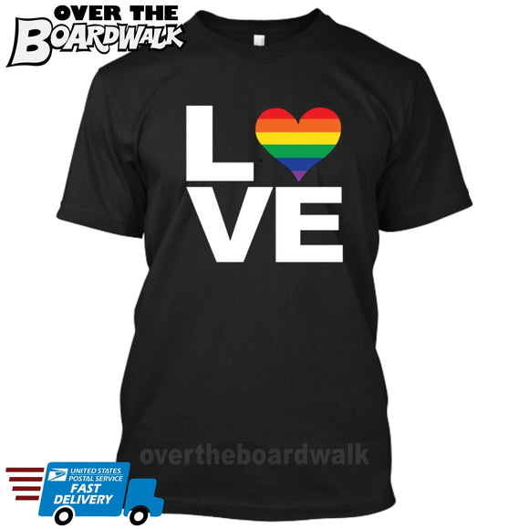 LOVE Rainbow Heart Gay Pride LGBT [T-shirt/Tank Top]-Over The Boardwalk Shirts