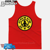 GOKU'S GYM DBZ Gold's Logo Funny Parody [T-shirt/Tank Top]-Tank Top (men's cut)-Red-Small-Over The Boardwalk Shirts