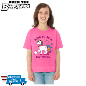 Born to be a Unicorn **Youth Sizes** [T-shirt] Kids/Children/Girls Sizes-Over The Boardwalk Shirts