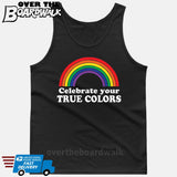 Celebrate Your True Colors Gay Pride (Rainbow) [T-shirt/Tank Top]-Tank Top (men's cut)-Black-Small-Over The Boardwalk Shirts