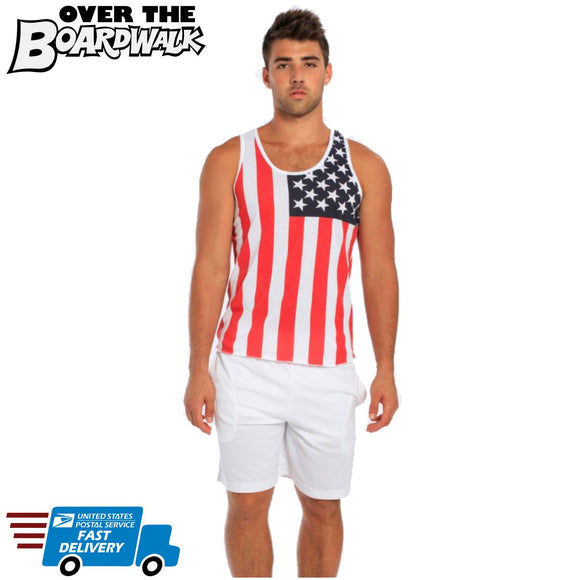 Men's Tank Top - USA Flag U.S Flag Pattern - July 4th-Small-Over The Boardwalk Shirts