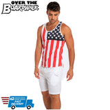 Men's Tank Top - USA Flag U.S Flag Pattern - July 4th-Over The Boardwalk Shirts