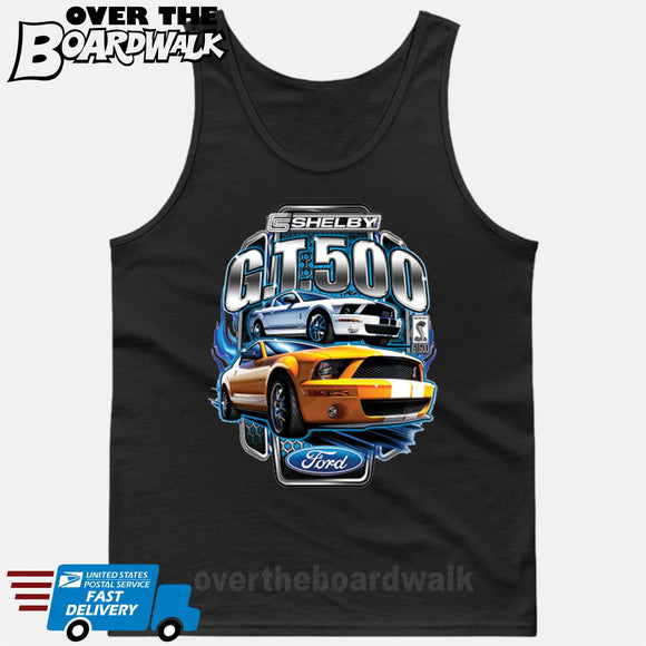 SHELBY GT500 Mustang - FORD LICENSED [T-shirt/Hoodie/Tank Top]-Tank Top (men's cut)-Black-Over The Boardwalk Shirts