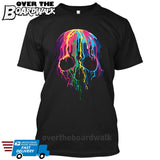 Melting Neon Skull Art, Bleeding Skull, Dripping Skull [T-shirt/Tank Top]-Over The Boardwalk Shirts