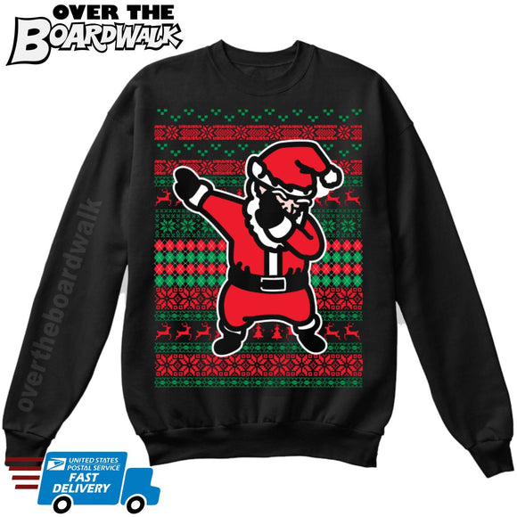 DABBING SANTA | Dabbing Santa Claus | Ugly Christmas Sweater [Unisex Crewneck Sweatshirt]-Over The Boardwalk Shirts