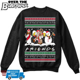 Drunk Friends Logo Parody | Santa,Jesus,Snowman,Reindeer | Ugly Christmas Sweater [Unisex Crewneck Sweatshirt]-Over The Boardwalk Shirts