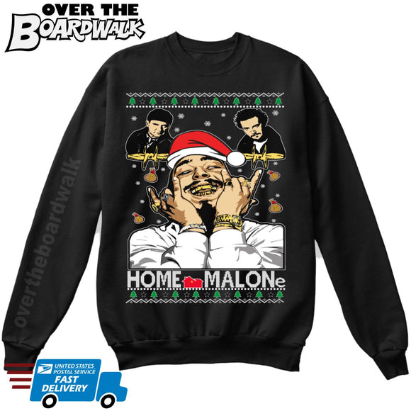 Home Malone / Home Alone |  Post Malone Parody | Ugly Christmas Sweater [Unisex Crewneck Sweatshirt]