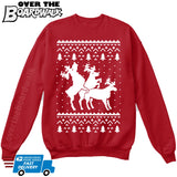 HUMPING REINDEERS | Humping Deers | Ugly Christmas Sweater [Unisex Crewneck Sweatshirt]-Over The Boardwalk Shirts