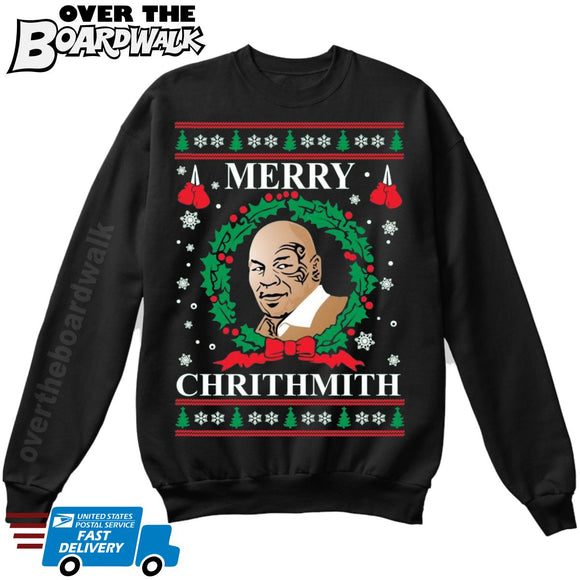 Merry Chrithmith | Mike Tyson | Ugly Christmas Sweater [Unisex Crewneck Sweatshirt]-Over The Boardwalk Shirts