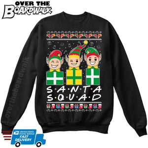 SANTA SQUAD | Elves Friends Logo | Ugly Christmas Sweater [Unisex Crewneck Sweatshirt]-Over The Boardwalk Shirts