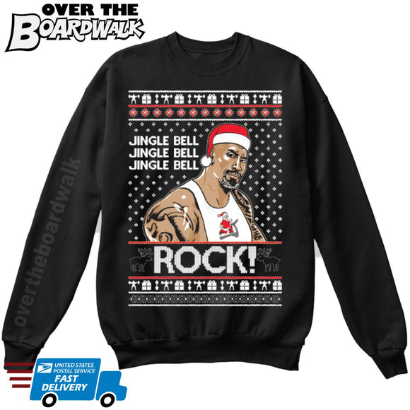 Jingle Bell Jingle Bell Rock | The Rock | Ugly Christmas Sweater [Unisex Crewneck Sweatshirt]