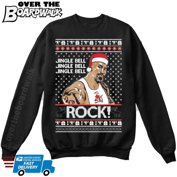 Jingle Bell Jingle Bell Rock | The Rock | Ugly Christmas Sweater [Unisex Crewneck Sweatshirt]
