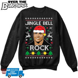 Jingle Bell Rock | The Rock Santa Hat | Ugly Christmas Sweater [Unisex Crewneck Sweatshirt]-Over The Boardwalk Shirts
