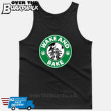 Wake and Bake | Coffee Logo | Weed | Pot | Cannabis | Pop Culture [T-shirt/Tank Top]-Tank Top (men's cut)-Black-Small-Over The Boardwalk Shirts