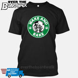 Wake and Bake | Coffee Logo | Weed | Pot | Cannabis | Pop Culture [T-shirt/Tank Top]-T-Shirt-Black-Small-Over The Boardwalk Shirts