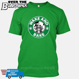Wake and Bake | Coffee Logo | Weed | Pot | Cannabis | Pop Culture [T-shirt/Tank Top]-T-Shirt-Kelly Green-Small-Over The Boardwalk Shirts