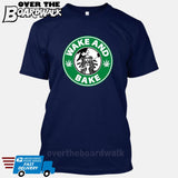 Wake and Bake | Coffee Logo | Weed | Pot | Cannabis | Pop Culture [T-shirt/Tank Top]-T-Shirt-Navy-Small-Over The Boardwalk Shirts