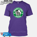 Wake and Bake | Coffee Logo | Weed | Pot | Cannabis | Pop Culture [T-shirt/Tank Top]-T-Shirt-Purple-Small-Over The Boardwalk Shirts